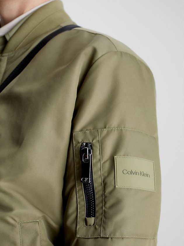 Green Calvin Klein Recycled Sateen Bomber Men Jacket | SHGZ-52038