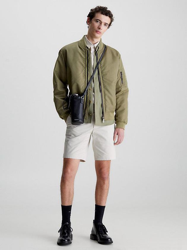 Green Calvin Klein Recycled Sateen Bomber Men Jacket | SHGZ-52038