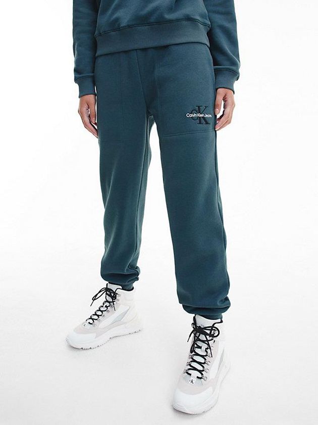 Green Calvin Klein Relaxed Monogram Women Joggers | KHIQ-63549