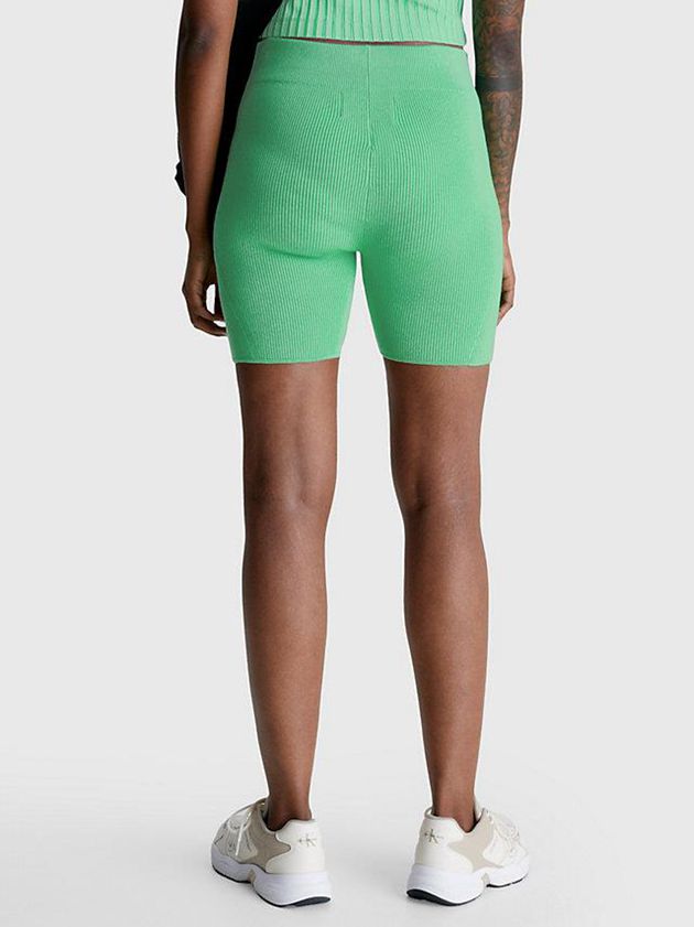 Green Calvin Klein Ribbed Cycling Women Shorts | YQMS-57912
