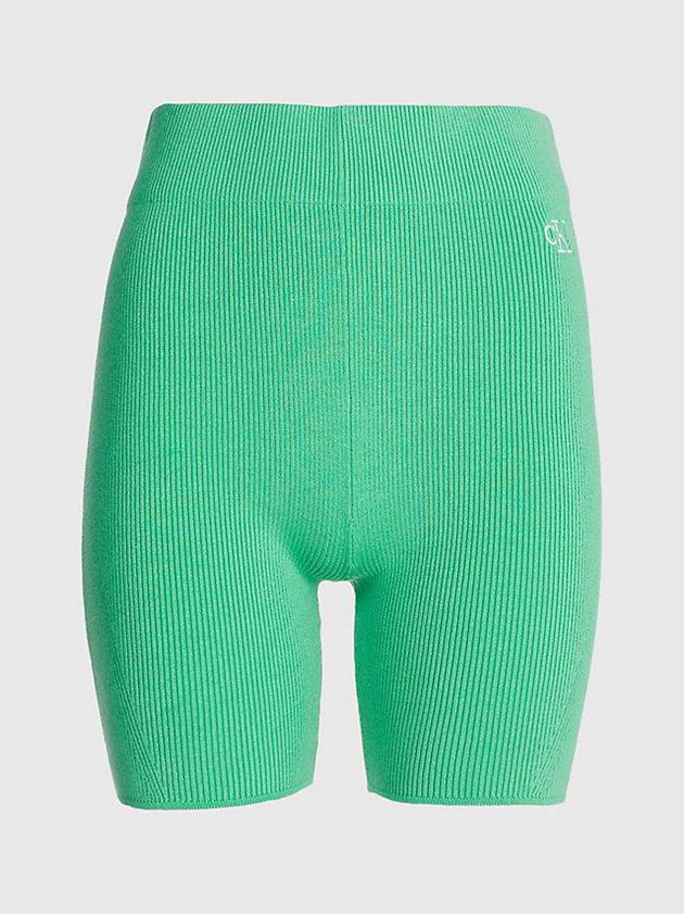 Green Calvin Klein Ribbed Cycling Women Shorts | YQMS-57912