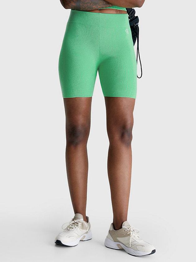 Green Calvin Klein Ribbed Cycling Women Shorts | YQMS-57912