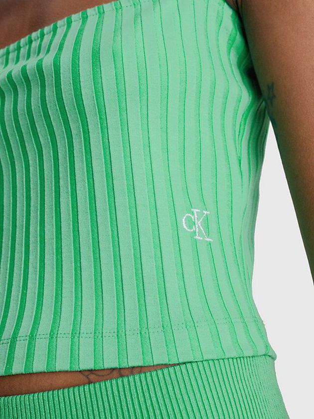 Green Calvin Klein Ribbed Jersey Cami Women Top | NYQT-46318
