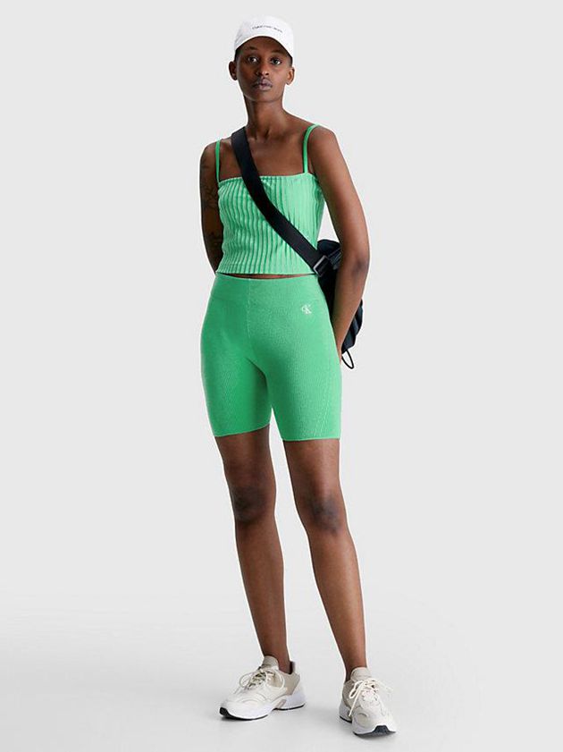 Green Calvin Klein Ribbed Jersey Cami Women Top | NYQT-46318