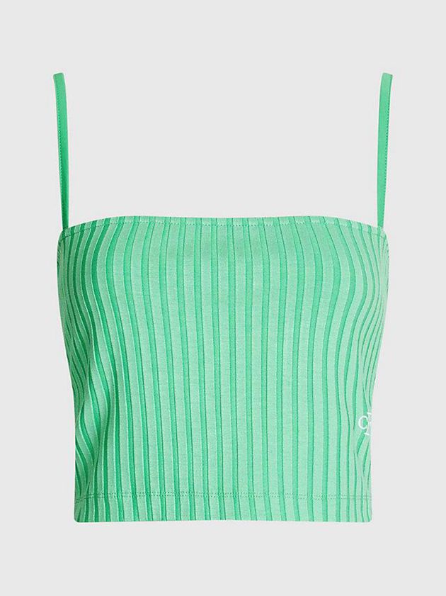 Green Calvin Klein Ribbed Jersey Cami Women Top | NYQT-46318