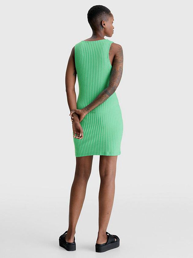 Green Calvin Klein Ribbed Zip-Through Mini Women Dress | NAKB-60481