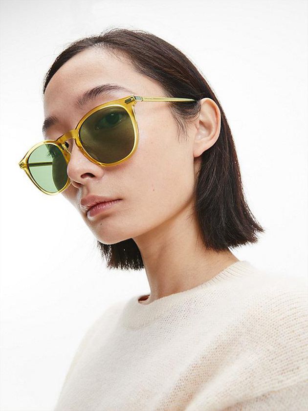 Green Calvin Klein Round Men Sunglasses | FOCA-96731