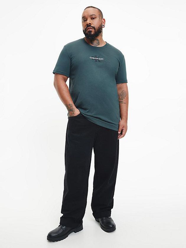 Green Calvin Klein Slim Organic Cotton Logo Men T-Shirt | RHDA-76251