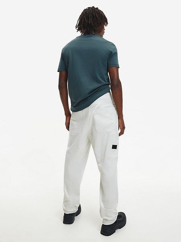 Green Calvin Klein Slim Organic Cotton Logo Men T-Shirt | RHDA-76251
