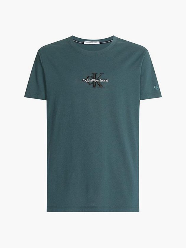 Green Calvin Klein Slim Organic Cotton Logo Men T-Shirt | RHDA-76251
