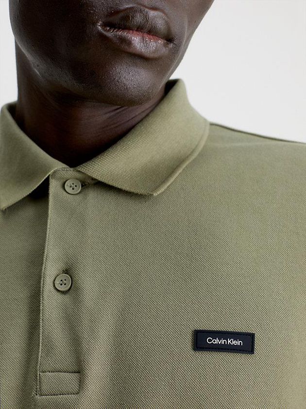 Green Calvin Klein Slim Stretch Pique Men Polo Shirt | VAEQ-87320