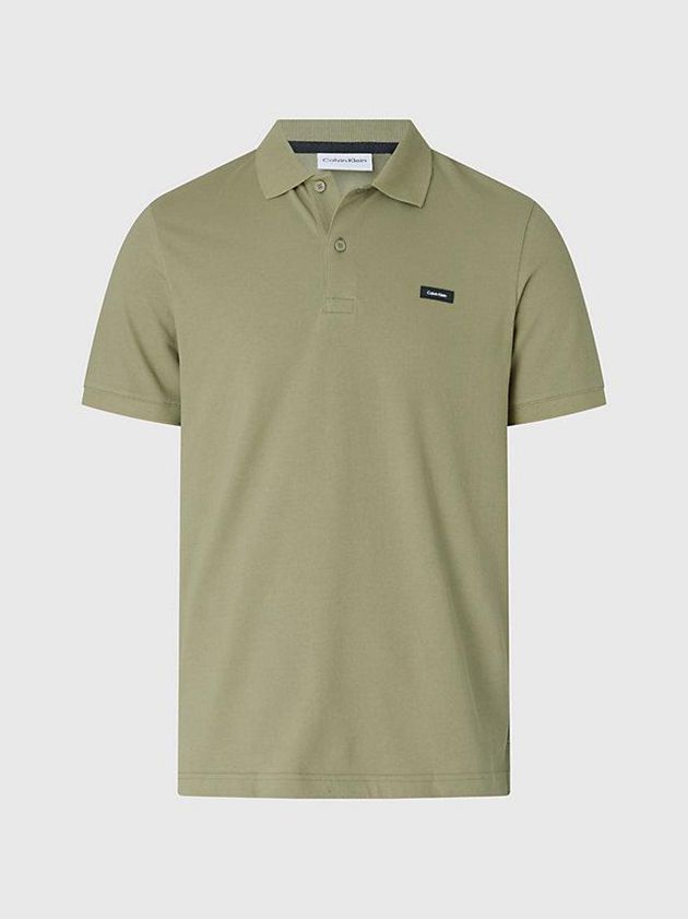 Green Calvin Klein Slim Stretch Pique Men Polo Shirt | VAEQ-87320