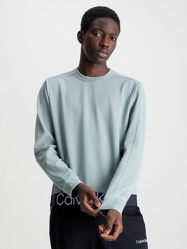 Green Calvin Klein Textured Twill Men Sweatshirt | ENDH-06192