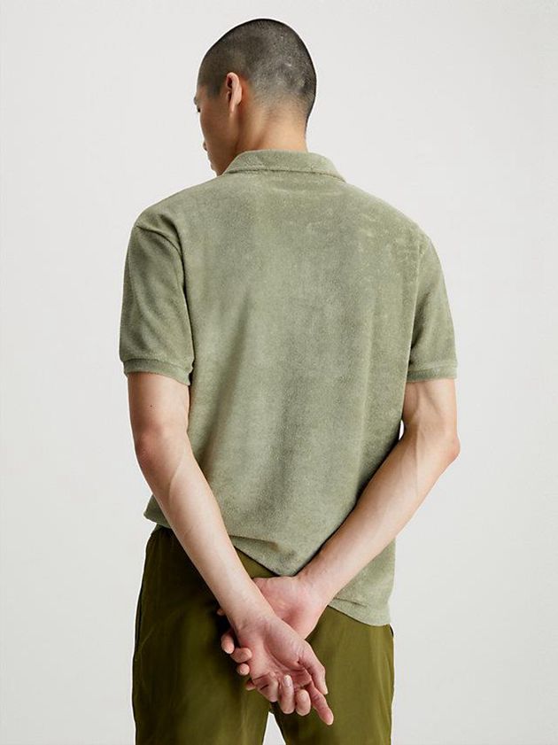 Green Calvin Klein Towelling Beach Men Polo Shirt | LKMR-50627