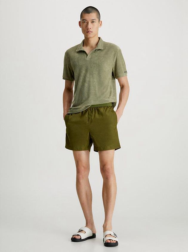 Green Calvin Klein Towelling Beach Men Polo Shirt | LKMR-50627