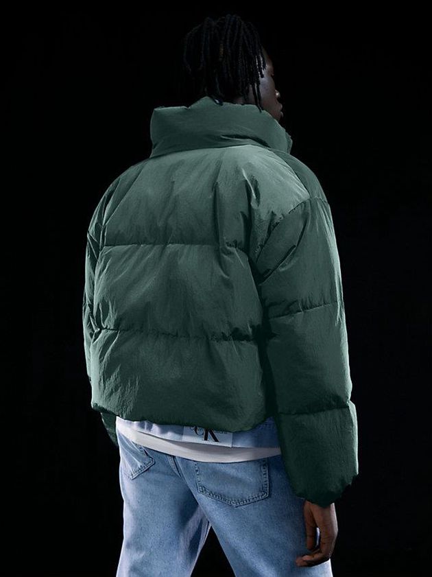 Green Calvin Klein Unisex Cropped Puffer Men Jacket | REIC-75840