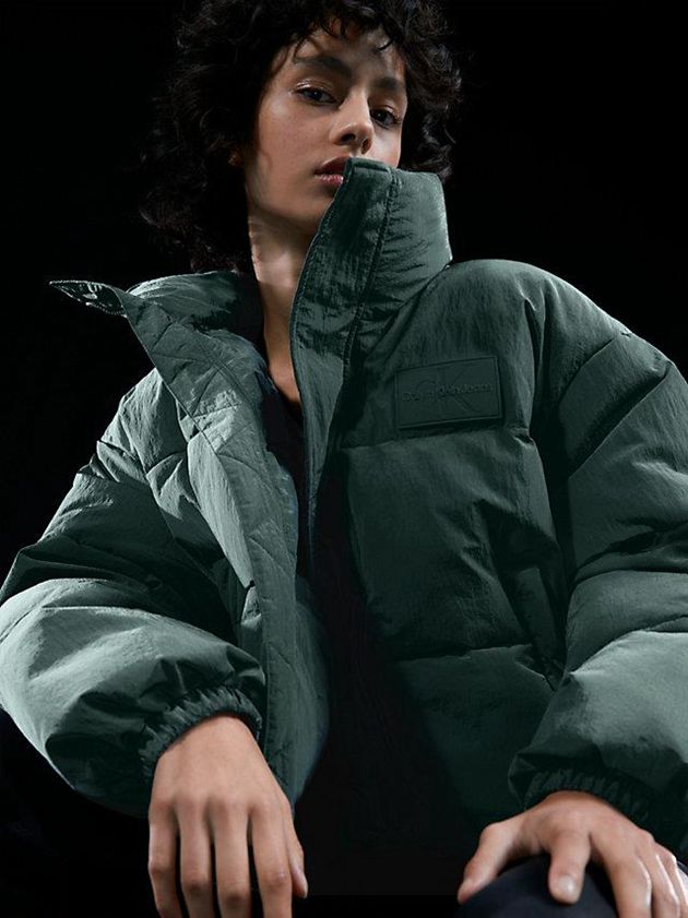 Green Calvin Klein Unisex Cropped Puffer Men Jacket | REIC-75840