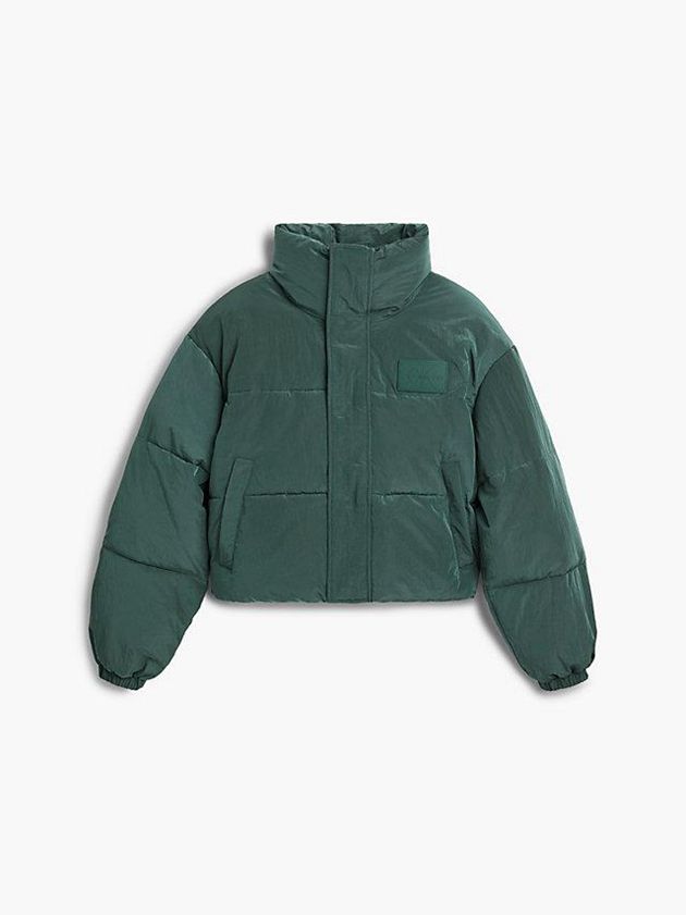 Green Calvin Klein Unisex Cropped Puffer Men Jacket | REIC-75840