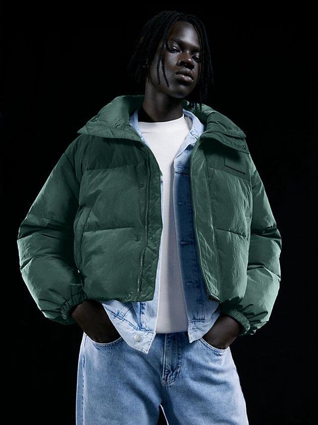 Green Calvin Klein Unisex Cropped Puffer Men Jacket | REIC-75840