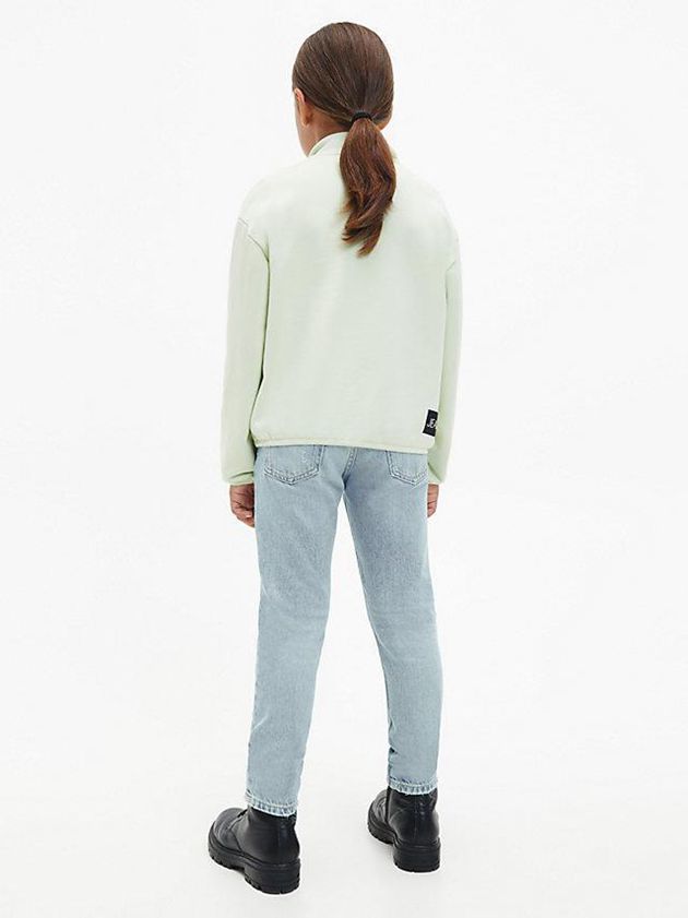Green Calvin Klein Unisex Relaxed Zip Neck Girls's Sweatshirt | KHMN-01792