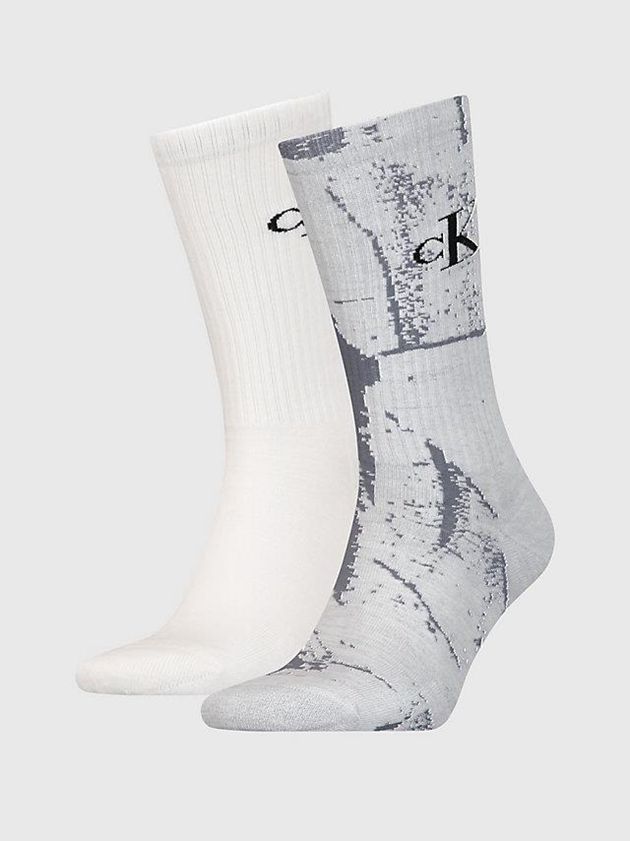Grey Calvin Klein 2 Pack Crew Men Socks | BTKV-01582