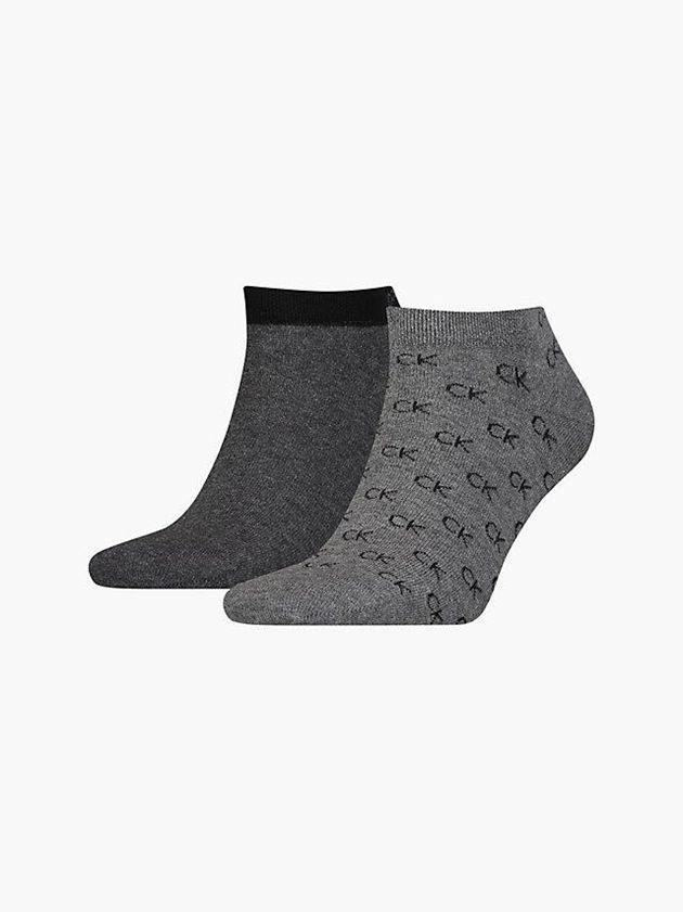 Grey Calvin Klein 2 Pack Logo Ankle Men Socks | LECG-53168
