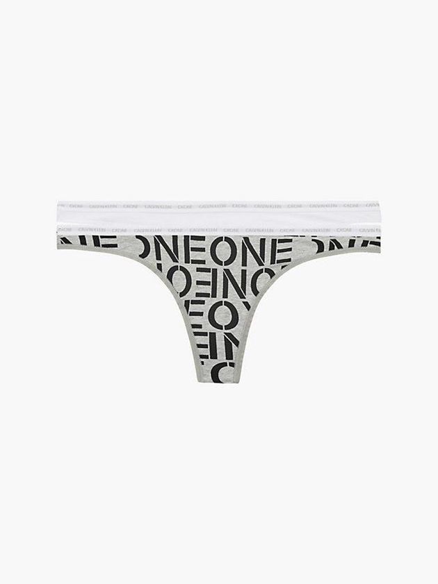 Grey Calvin Klein 2 Pack - CK One Women Thong | ARIU-16048