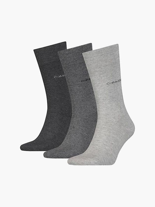 Grey Calvin Klein 3 Pack Crew Men Socks | JYRH-05876