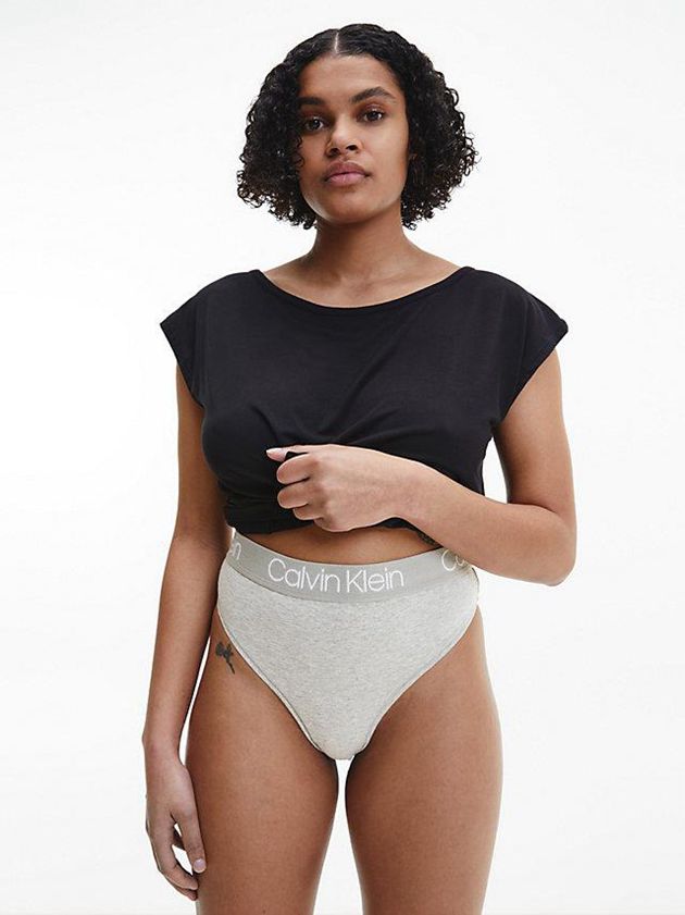 Grey Calvin Klein 3 Pack High Waisted - Body Women Thong | VQTB-21305