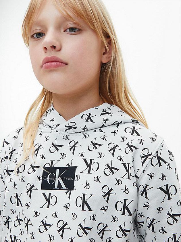 Grey Calvin Klein Allover Logo Girls's Hoodie | LJZQ-74283