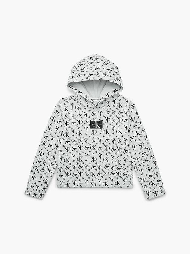Grey Calvin Klein Allover Logo Girls's Hoodie | LJZQ-74283