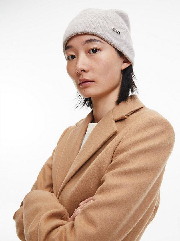 Grey Calvin Klein Cashmere Blend Women Beanie | GDIF-69035