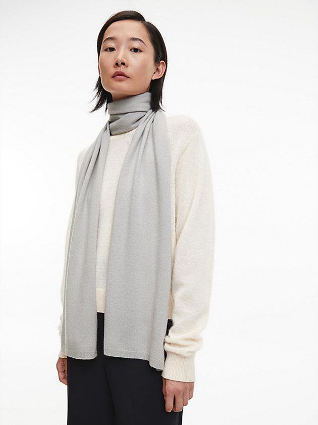 Grey Calvin Klein Cashmere Blend Women Scarf | FAGU-34086