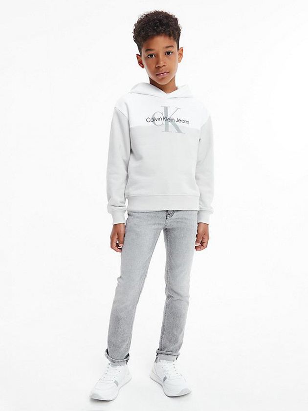 Grey Calvin Klein Colourblock Logo Boys's Hoodie | DVNS-35149