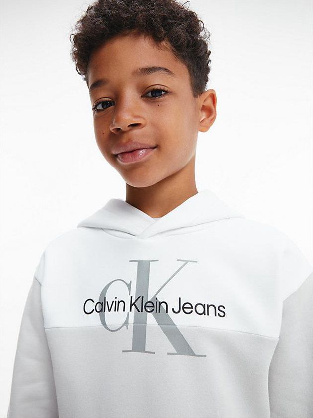 Grey Calvin Klein Colourblock Logo Boys's Hoodie | DVNS-35149