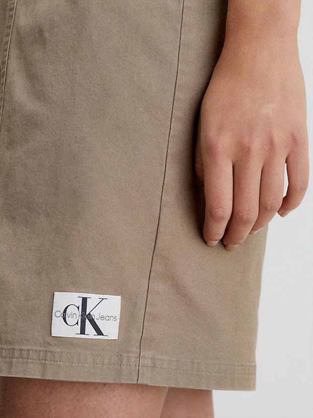 Grey Calvin Klein Cotton Canvas Button-Through Women Dress | MRCZ-73240