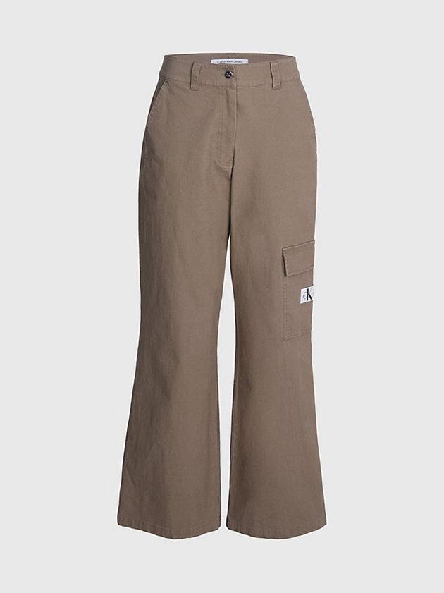 Grey Calvin Klein Cotton Canvas Cargo Women Pants | WFHP-67240