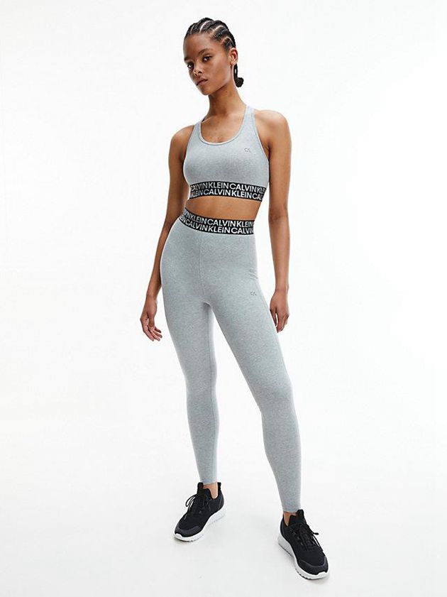 Grey Calvin Klein Cotton Stretch Gym Women Leggings | LMHT-63097