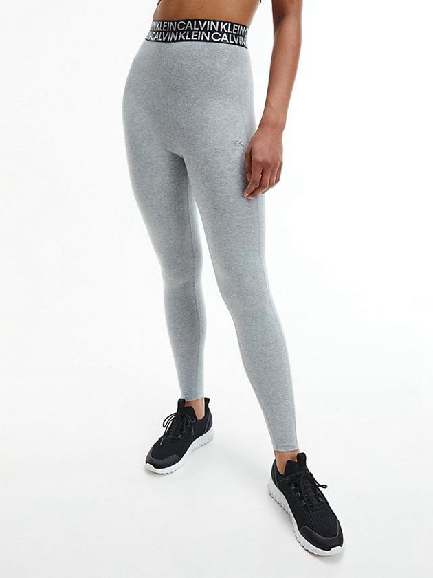 Grey Calvin Klein Cotton Stretch Gym Women Leggings | LMHT-63097