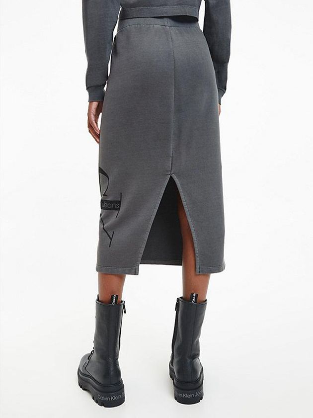 Grey Calvin Klein Cotton Terry Logo Midi Women Skirt | VSUJ-38079