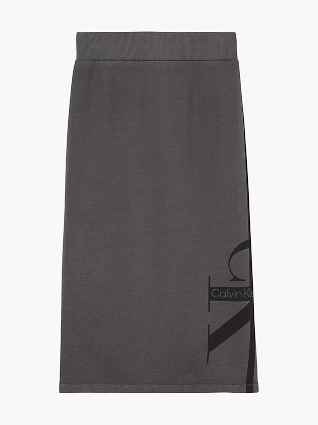 Grey Calvin Klein Cotton Terry Logo Midi Women Skirt | VSUJ-38079