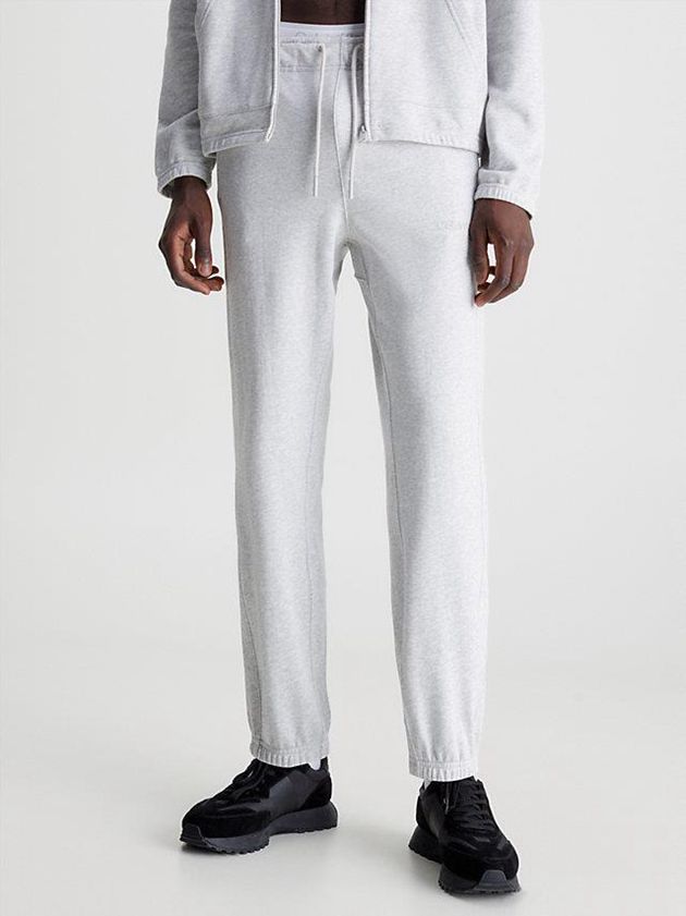 Grey Calvin Klein Cotton Terry Men Joggers | TAFY-97538