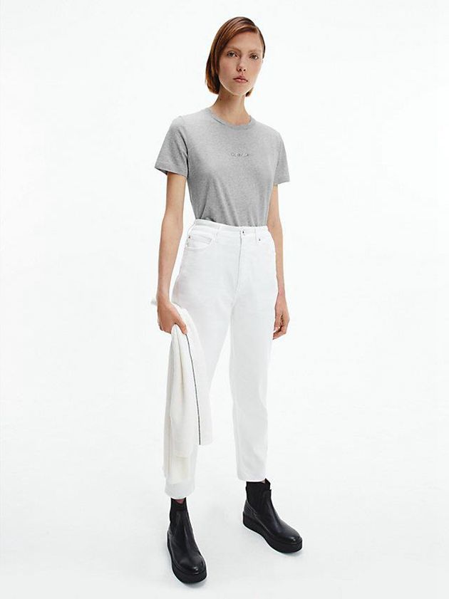 Grey Calvin Klein Cotton Women T-Shirt | NCXB-72014