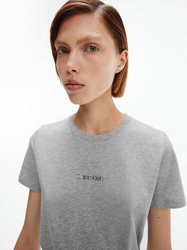 Grey Calvin Klein Cotton Women T-Shirt | NCXB-72014