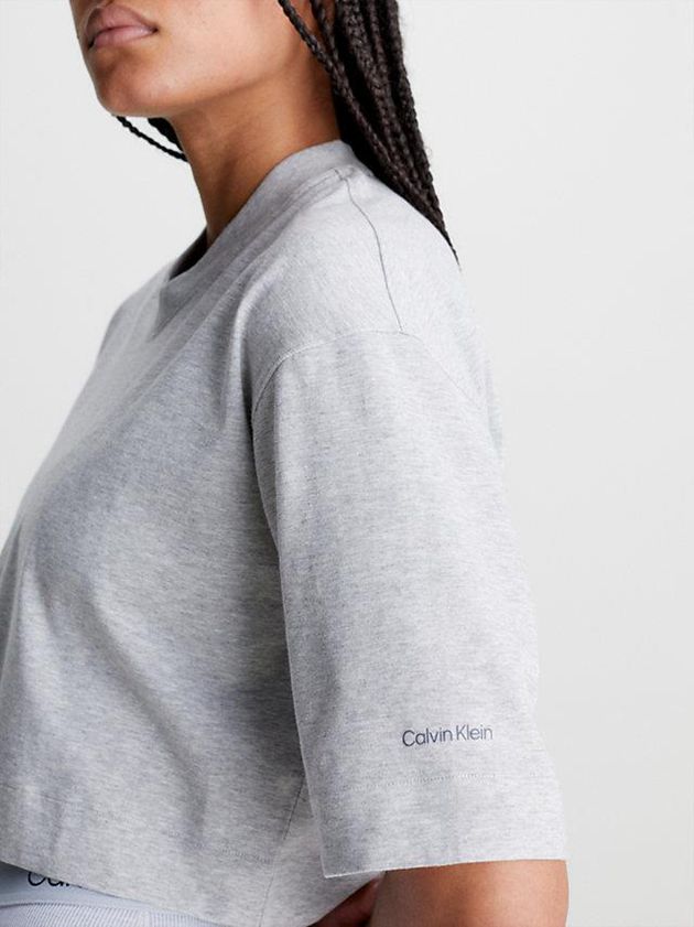 Grey Calvin Klein Cropped Gym Women T-Shirt | VKQJ-23914