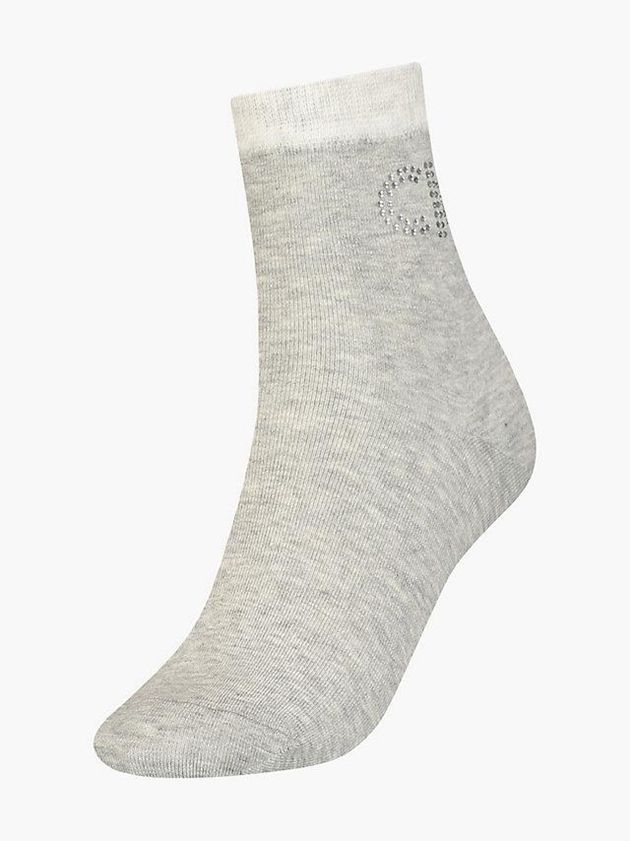 Grey Calvin Klein Crystal Logo Crew Women Socks | ILYW-89375