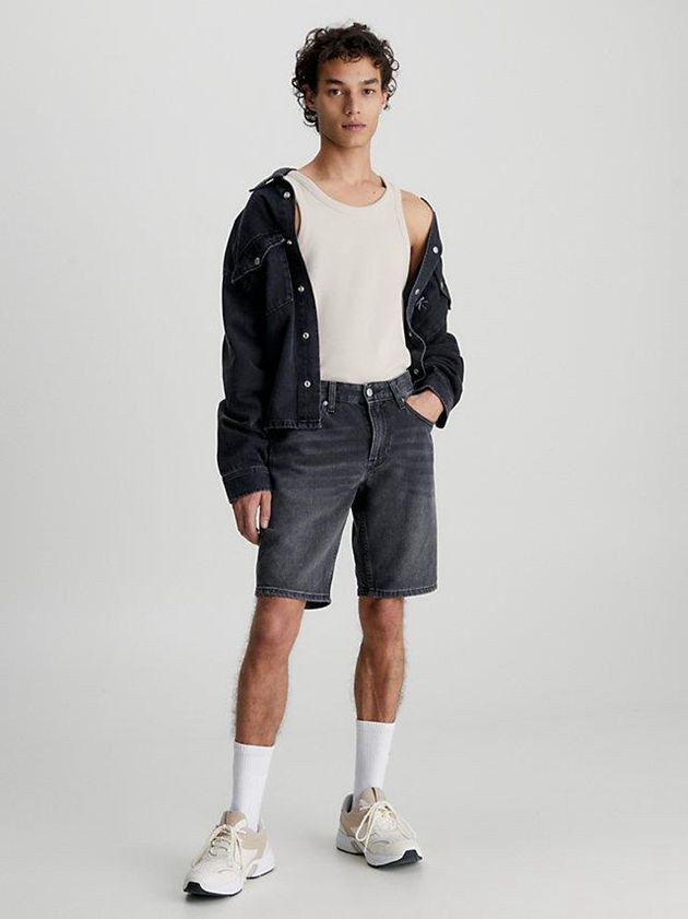 Grey Calvin Klein Denim Men Shorts | CWAS-68924
