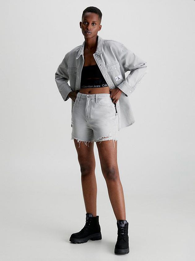 Grey Calvin Klein Denim Mom Women Shorts | JFRK-17359