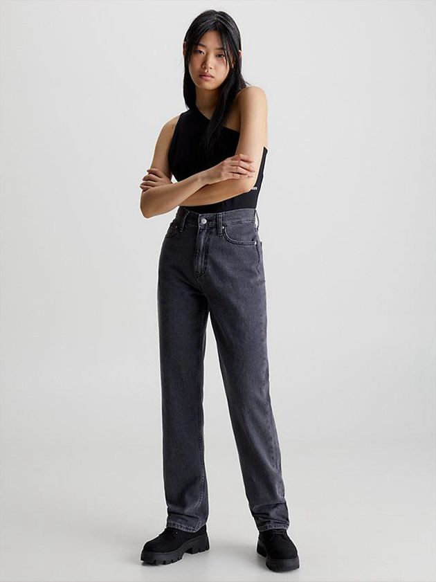 Grey Calvin Klein High Rise Straight Women Jeans | IGSN-70514