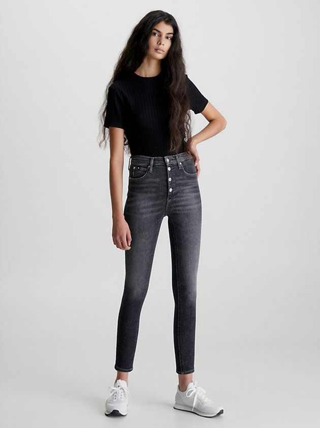 Grey Calvin Klein High Rise Super Skinny Ankle Women Jeans | KSVR-58692